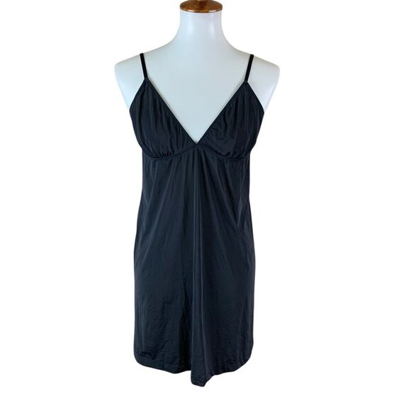 Selected Femme Black V Neck Slip Dress Lightweight Minimalist Chic Large - Picture 1 of 5
